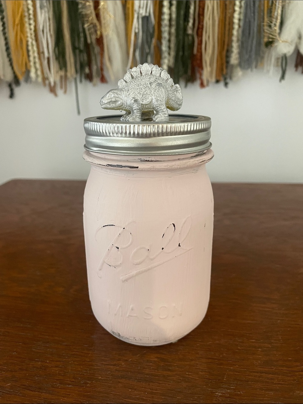 Pale pink mason jar decor